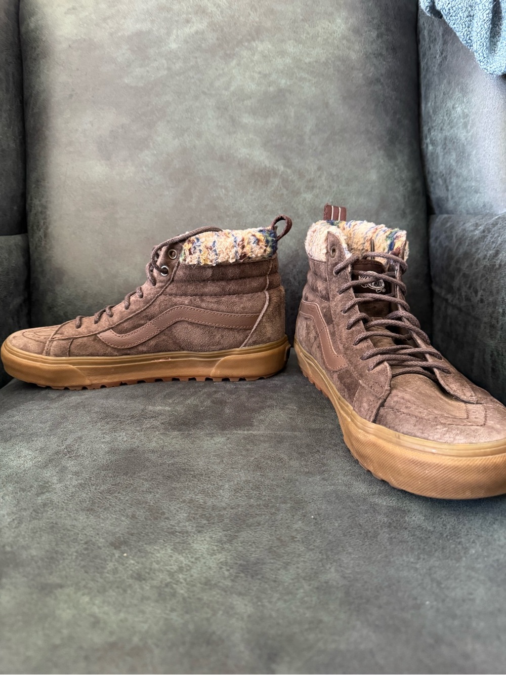 Vans x MTE Sk8 unisex Brown Suede Hi top Sneakers with fur lining size 9.5M/11W